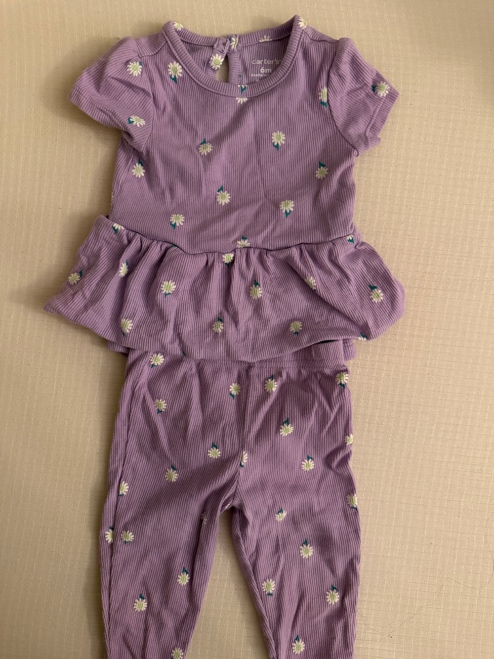 Carter's Purple Daisy Peplum Top & Leggings Set